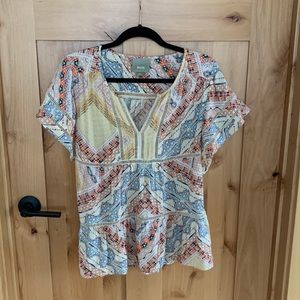 Printed Anthropologie blouse